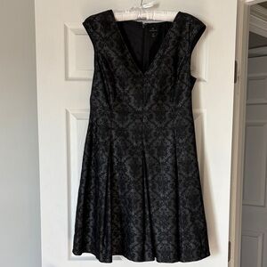Black Jacquard Fit & Flare Dress